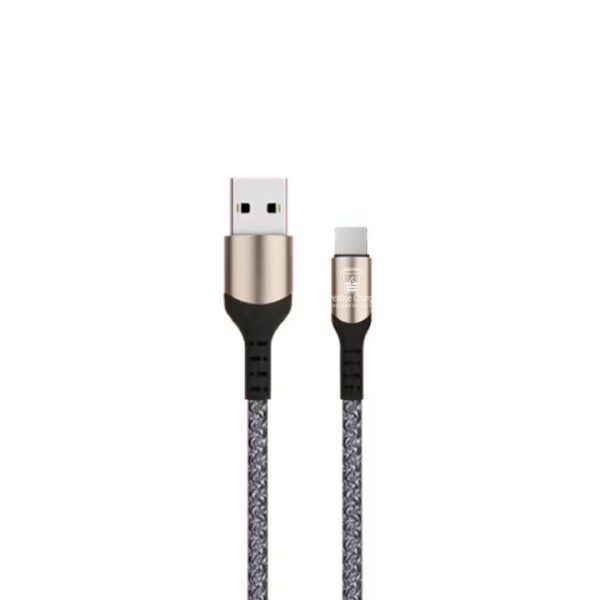 Cablu USB la Lightning 2.4 A PRESTIGE CHARGE, Incarcare si Transfer Date, Compatibil Apple iPhone/iPad/AirPods, Suporta CarPlay, Material Textil, 2m, Gri