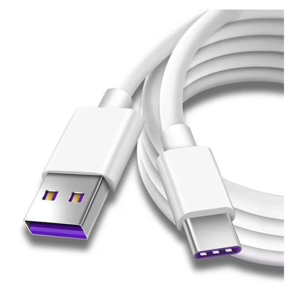 Cablu USB la USB-C pentru Date si Incarcare Rapida 5A, PRESTIGE CHARGE, SuperCharge 55W (40W/22.5W) pentru Huawei & Honor, 1m, Alb