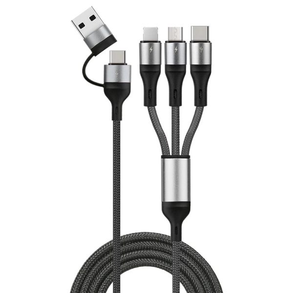 Cablu incarcare 6 in 1, PRESTIGE CHARGE, FastCharge 30W , USB & USB-C la USB-C & LIGHTNING & MICRO-USB, 1.2m, negru, universal