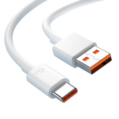 Cablu USB la USB-C pentru Date si Incarcare Rapida 6A, PRESTIGE CHARGE, TurboCharge 120W pentru Xiaomi, RedMi, BlackShark, 2m, Alb