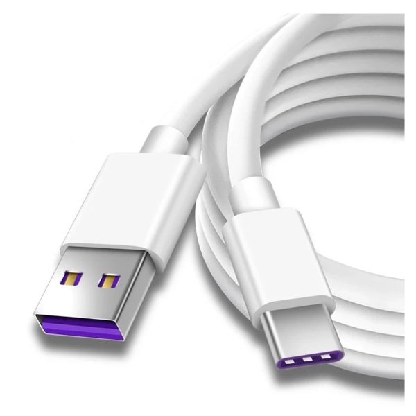 Cablu USB la USB-C pentru Date si Incarcare Rapida 5A, PRESTIGE CHARGE, SuperCharge 55W (40W/22.5W) pentru Huawei & Honor, 2m, Alb