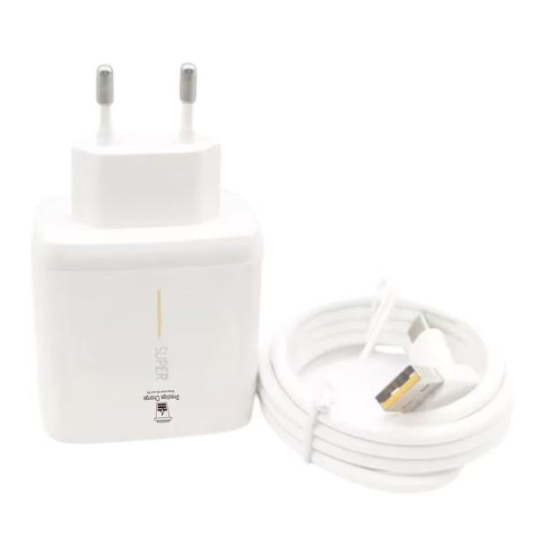 Incarcator Retea SuperVooC 65W, PRESTIGE CHARGE, Iesire USB, pentru Oppo, Cablu USB la USB-C 6.5A Inclus, 1m, Alb