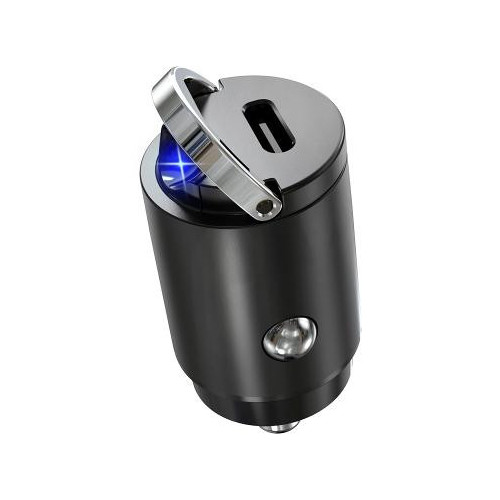 Incarcator Auto Hidden Design PRESTIGE CHARGE, SuperFastCharge 30W, USB-C PD 30W, Incarcare Rapida, Corp Metalic, 12-24V, Negru