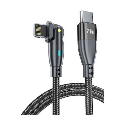 Cablu USB-C la Lightning PD 27W PRESTIGE CHARGE, Transfer Date si Incarcare SuperFastCharge 3A, cap rotativ 180°, Compatibil iPhone/iPad/AirPods, Suporta CarPlay, 1m, Negru