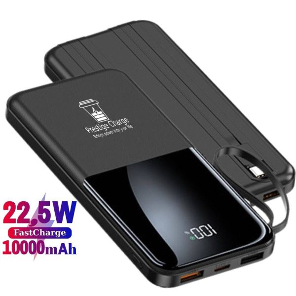 Baterie Externa Mini PRESTIGE CHARGE, 10000mAh, 22.5W MAX, 5 Iesiri, Cabluri USB-C & Lightning Integrate, pentru Telefon, Universal