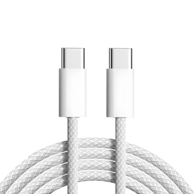 Cablu USB-C la USB-C 100W PD 3.0, PRESTIGE CHARGE, Transfer Date si Incarcare SuperFastCharge 2.0, Pentru Laptop/Telefon/Tableta, 2m, Alb Textil