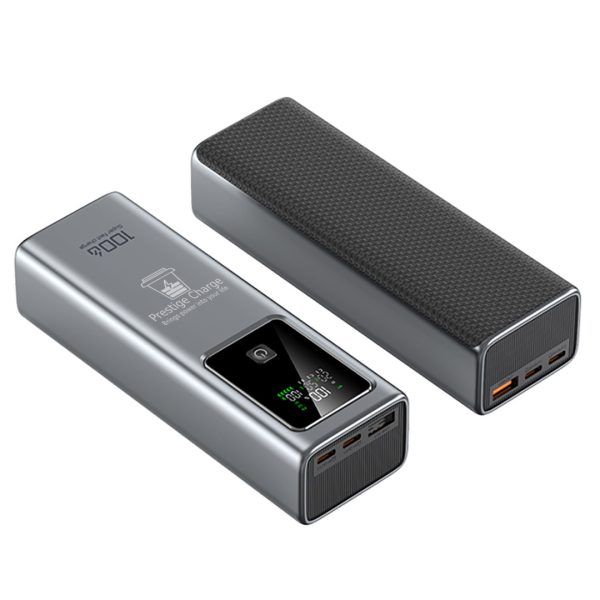 Baterie Externa Adventure, PRESTIGE CHARGE, 20.000 mAh, 100W dual-output, 2*USB-C PD , USB QC 3.0, Display Smart, Afisare Putere, Incarcare Laptop, Telefon, Pentru Avion
