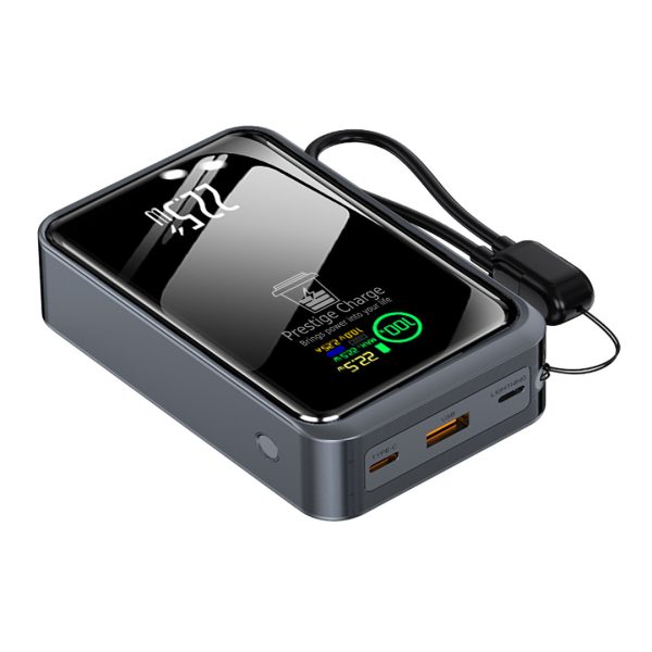 Baterie Externa PRESTIGE CHARGE, 20.000mAh, 22.5W MAX, 3 Iesiri, Cablu TypeC-Lightning Inclus, Display Smart, incarcare Telefon/Tableta, pentru Avion