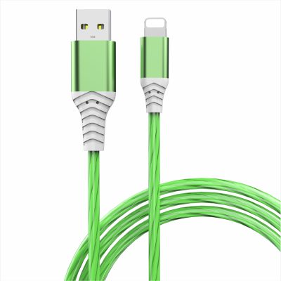 Cablu USB la Lightning 2A PRESTIGE CHARGE, Incarcare si Transfer Date, Compatibil Apple iPhone/iPad, Suporta CarPlay, Efect Luminos, 1m, Verde