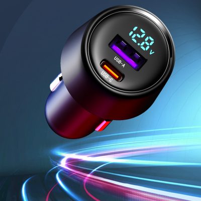 Incarcator Auto Dual Port 67.5W, PRESTIGE CHARGE®, Type-C PD 65W si USB-A 22.5W, pentru Laptop, iPhone, Samsung, Negru