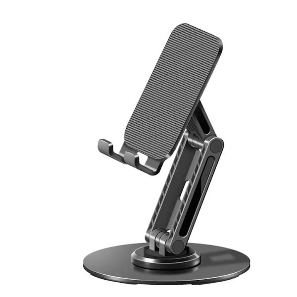 Suport telefon si tableta, PRESTIGE CHARGE, pentru birou, portabil, pliabil, aliaj metalic si carbon, unghi si inaltime reglabile, compatibil telefon si tableta, 4.7-7inch, negru