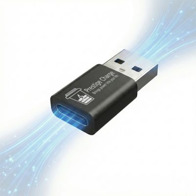 Adaptor USB-C mama la USB-A tata, PRESTIGE CHARGE®, USB 3.0, Convertor Universal pentru Incarcare Rapida si Transfer Date, Compatibil Telefon, Laptop, PC, Incarcator Auto, Power Bank, Design Compact si Rezistent, Negru