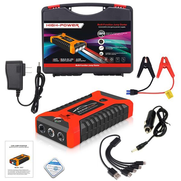 Starter Auto Jump Starter Portabil 3 in 1, PRESTIGE CHARGE®, Jump Starter High Power 600A, 12V si Powerbank 5400mAh, Lanterna LED SOS, Busola, Incarcare USB-C, 4 x USB 10W, Kit Baterie Externa, Pornire Motor de Urgenta Diesel si Benzina, Negru/Rosu