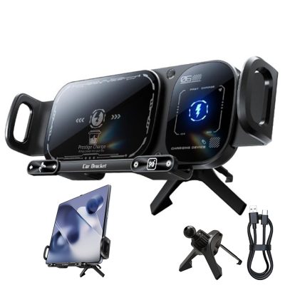 Suport Auto Telefon Incarcare Wireless 15W Fast Charge, PRESTIGE CHARGE®, Rotire Automata 90°, Prindere Automata cu Senzor Inteligent, Tehnologie Incarcare Dubla, Sigura, Compatibil Telefoane Standard si Pliabile, Fold, Flip, Universal, Stabilitate Maxima