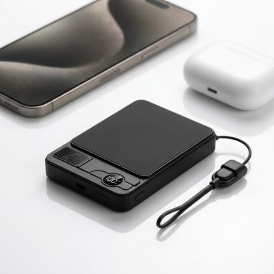 Baterie Externa MagSafe 10.000mAh, PRESTIGE CHARGE®,  Suport Telefon, Incarcare Wireless 15W, PD22.5W, Cablu Breloc USB-C Inclus, Display LED,  Compatibil cu iPhone, Samsung