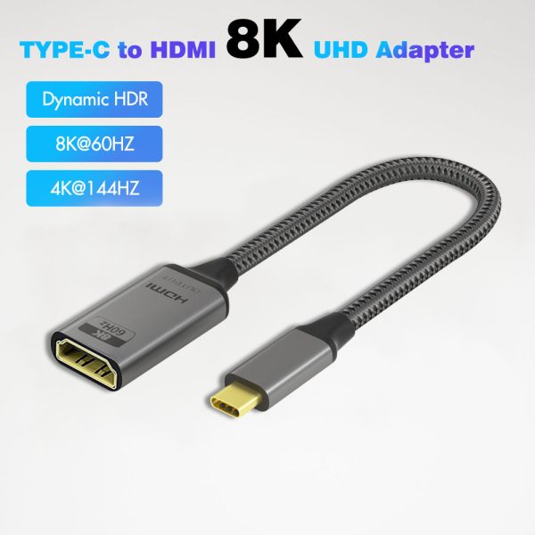Adaptor USB-C la HDMI, PRESTIGE CHARGE, HDMI 2.1, 8K@60Hz, 4K@144Hz, HDR dinamic, Plug and Play fără driver, mod extins și oglindă, compatibil laptop, MacBook, telefon