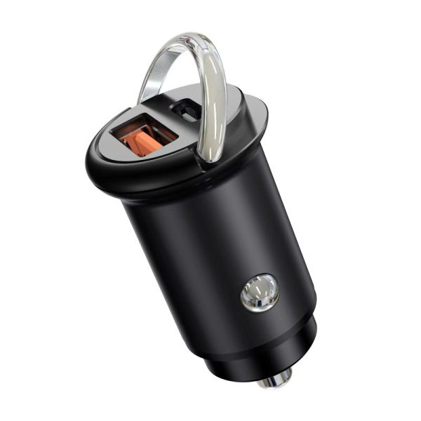 Încărcător auto mini 48W PRESTIGE CHARGE, USB-A Quick Charge 4.0 + USB-C PD 30W PPS, iPhone 15-17 Pro, Samsung, Huawei, Xiaomi, ascuns în priză brichetă, 12V-24V, negru