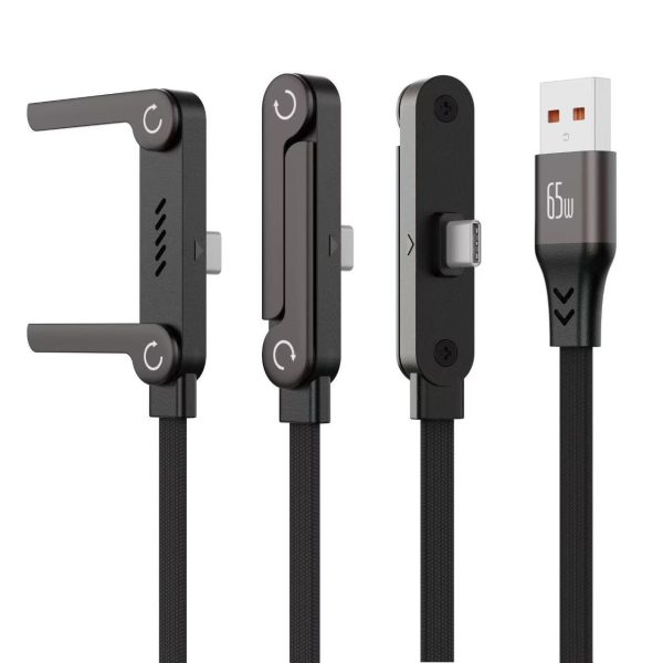 Cablu USB-C la Lightning cu stand pliabil integrat, PRESTIGE CHARGE, 30W, Fast Charge, QC 3.0, mufă unghi 90°, material textil, compatibil Iphone 8/10/11/12/13