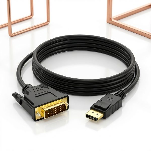 Cablu DisplayPort la DVI-D, PRESTIGE CHARGE, Full HD 1920x1080 60Hz, conectori auriti, zăvor de siguranță, compatibil PC, Laptop, Monitor, TV, plug and play, Negru