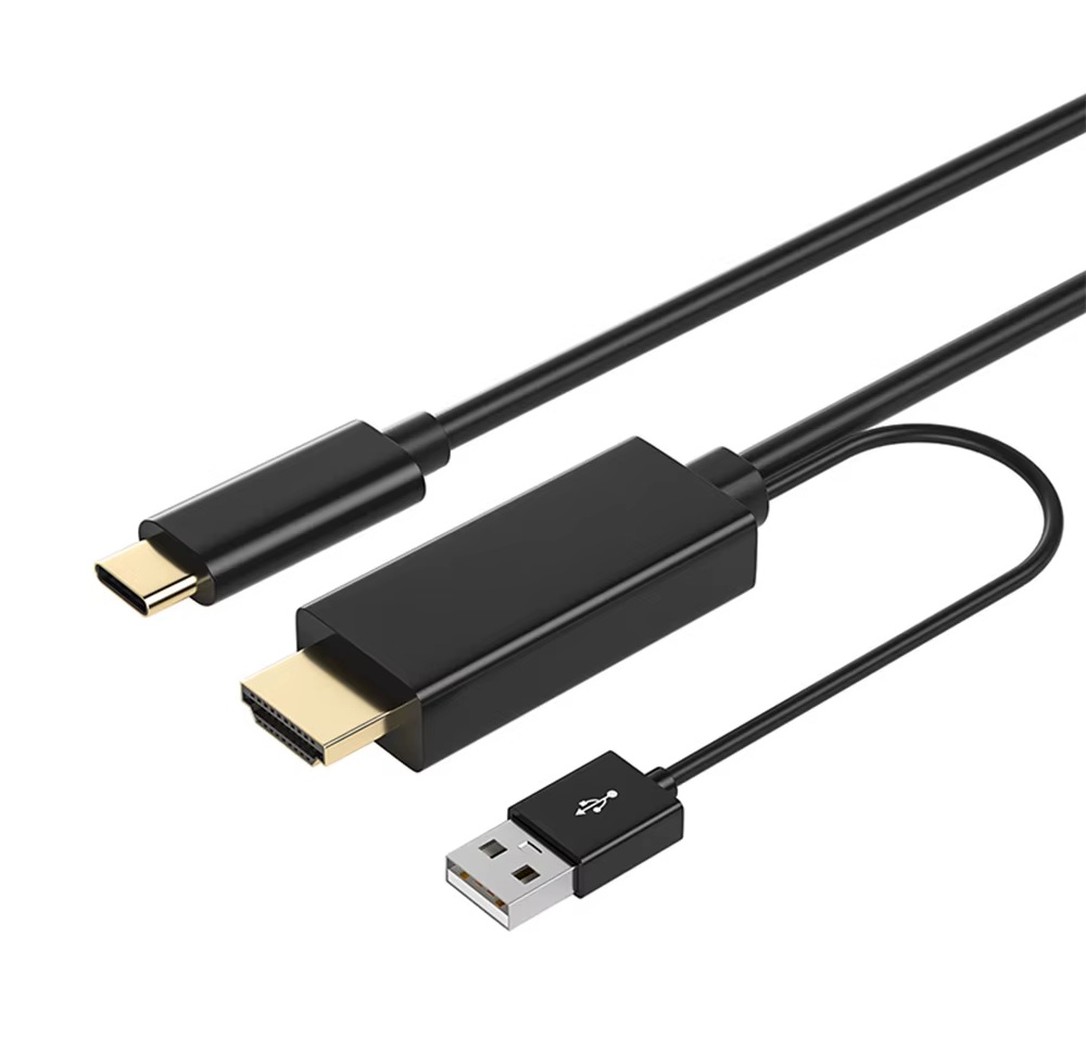 Cablu HDMI la USB-C activ, PRESTIGE CHARGE, 4K 60Hz, rezoluție 3840x2160, cu alimentare USB-A, chip de conversie integrat, compatibil PC, PS4/5, TV box, laptop, negru