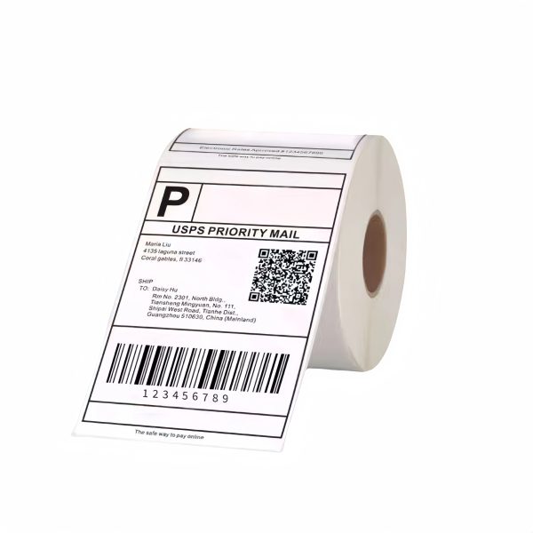 Etichete termice autoadezive, PRESTIGE CHARGE, rolă 350 etichete 100x150mm A6, adeziv puternic, rezistente la apă, ulei și alcool, imprimare clară, imprimantă termică