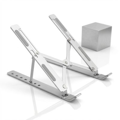 Stand laptop pliabil din aluminiu, PRESTIGE CHARGE, reglabil pe înălțime 6 niveluri, răcire naturală, compatibil tabletă telefon carte, silicon antiderapant, ergonomic