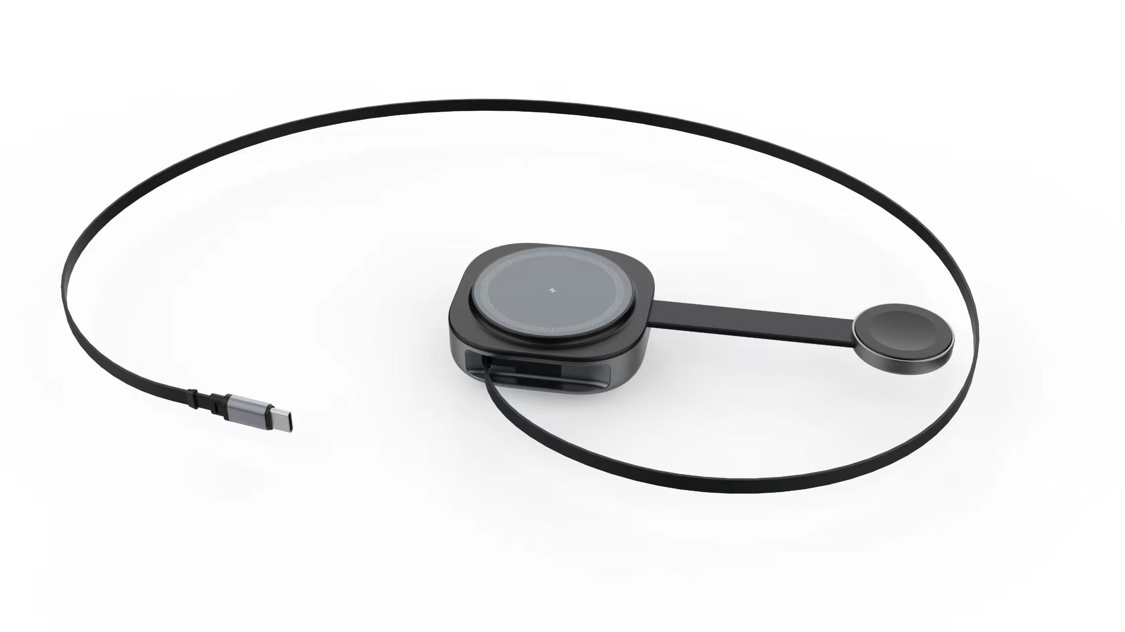 Încărcător Wireless 3in1, PRESTIGE CHARGE, 25W, Qi2.2, cablu USB-C integrat, braț magnetic pentru ceas smart, încărcare rapidă și sigură, negru