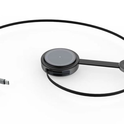 Încărcător Wireless 3in1, PRESTIGE CHARGE, 25W, Qi2.2, cablu USB-C integrat, braț magnetic pentru ceas smart, încărcare rapidă și sigură, negru