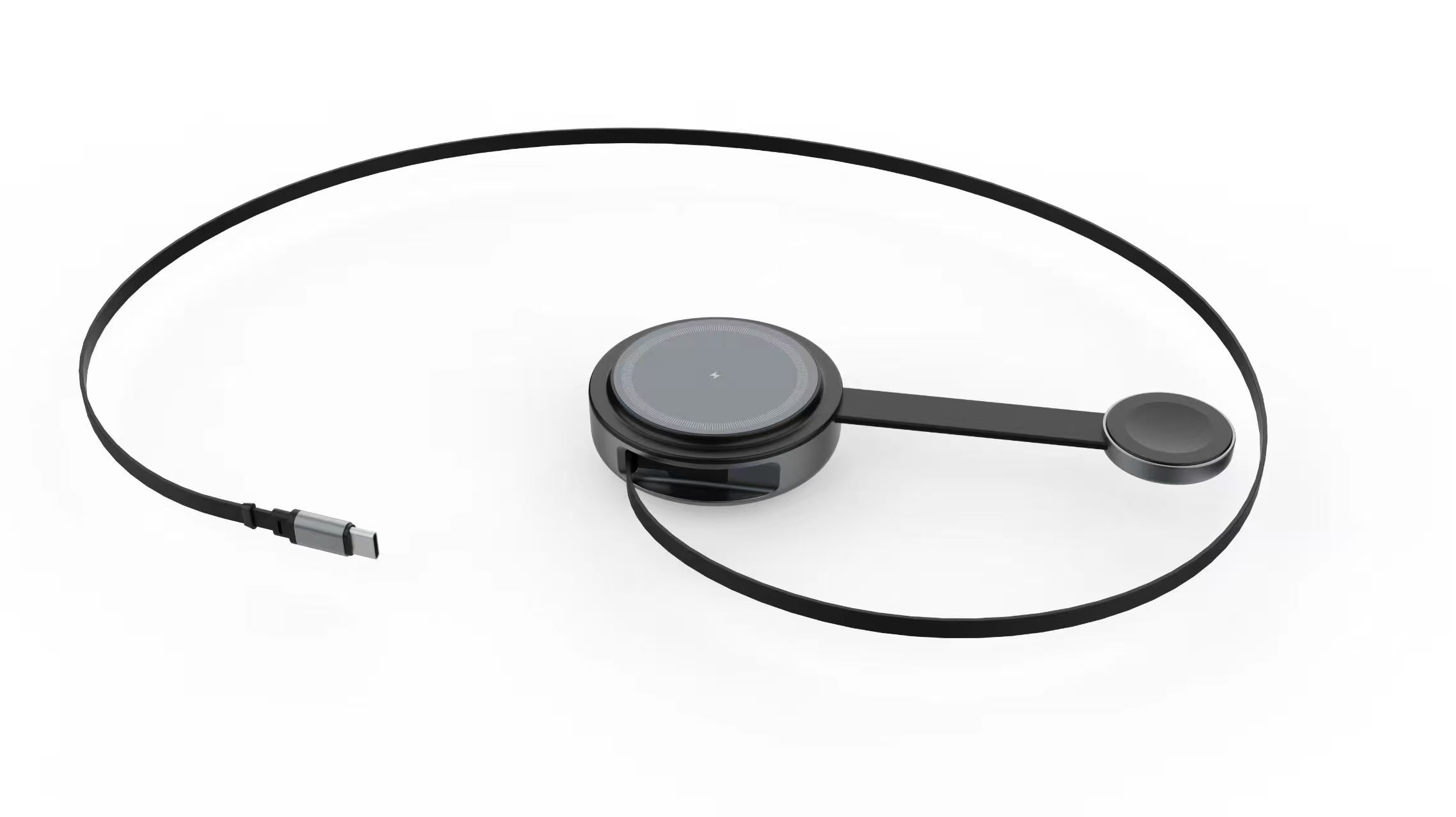 Încărcător Wireless 3in1, PRESTIGE CHARGE, 25W, Qi2.2, cablu USB-C integrat, braț magnetic pentru ceas smart, încărcare rapidă și sigură, negru